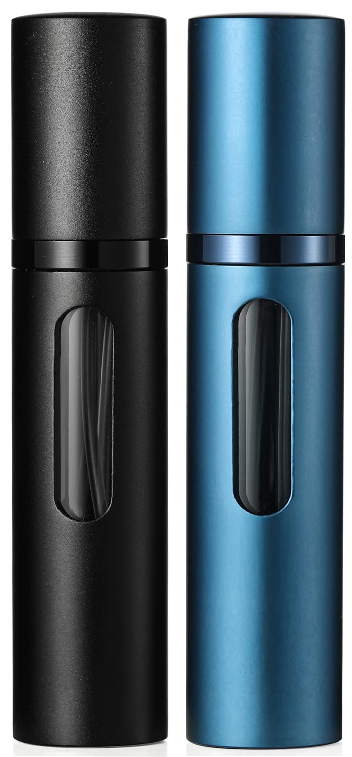 Paeceioni Travelofo Perfume Atomiser, Refillable, Empty Travel Perfume Atomiser, Mini Portable Spray Bottle with Window for On the Go, 8 ml (Black & Blue)-image-43