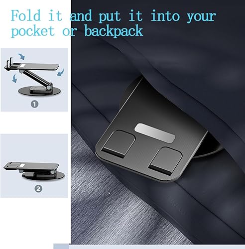 Miniatura 5 de Soporte giratorio para teléfono celular de 360, ángulo de altura, ajustable, soporte plegable para teléfono portátil para escritorio, compatible con