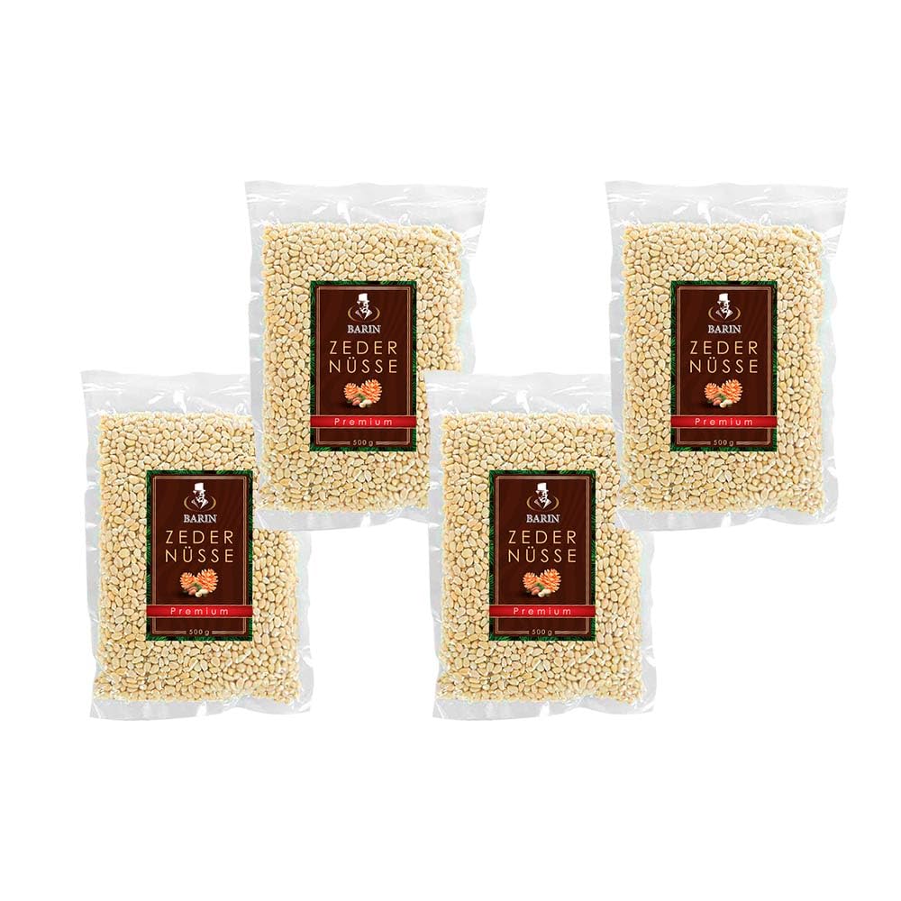 BARIN sibirisches Set: 4-er sibirische Zedernüsse Premium 4 x 500 g, Nuss, Snack, Zedernkerne, Superfood, Pinienkerne