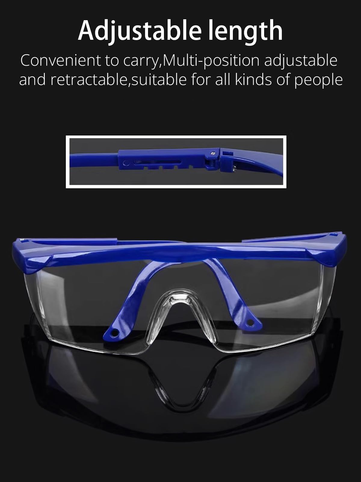Gafas de seguridad sobre gafas, gafas de seguridad antivaho con lentes transparentes de visión amplia, patillas ajustables, gafas ligeras para hombres y mujeres