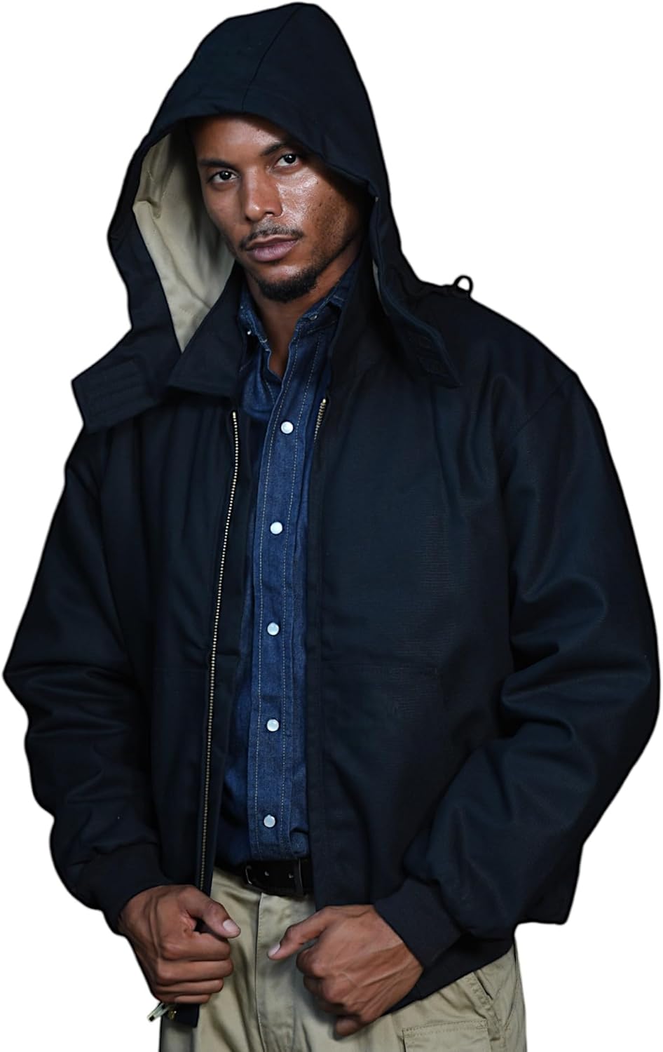 Rasco FR Men's Duck Hooded Jacket, Designed in the USA, Removable Hood, Front Pouch Pockets, CAT 3, NFPA 2112