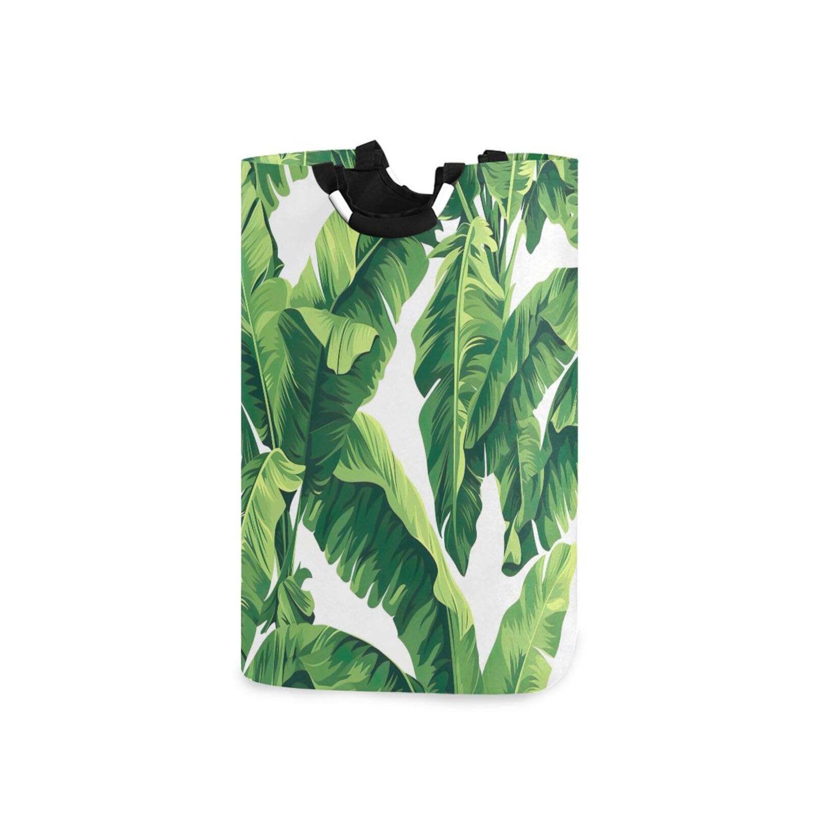 Jihqo Laundry Hamper Basket Tropical Palm Leaf Collapsible Nursery Storage Bin Waterproof Clothing Baskets for Home Bedroom Bathroom Washing Room