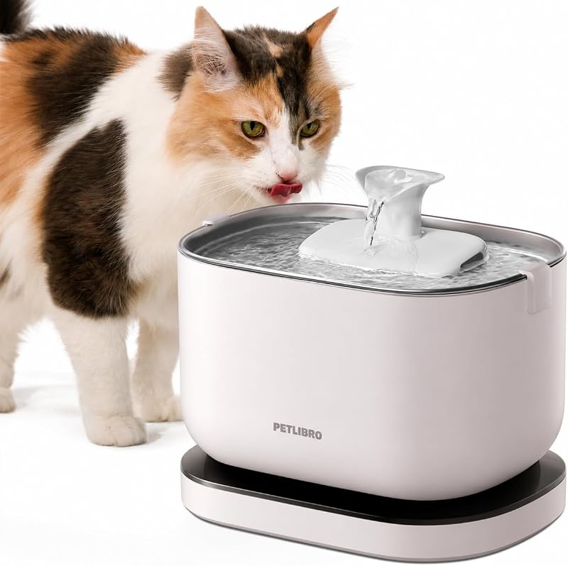 Fonte para Gatos PETLIBRO Dockstream sem Fio com Bandeja de Aço Inoxidável, Bateria Recarregável de 5.000 mAh e Capacidade de 2,5 L