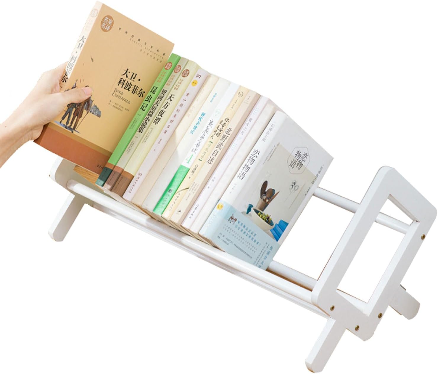 Bamboo Desktop Bookshelf, Desk Organizer Compact Tabletop Bookcase for Small Spaces Mini Bookcases Book Display Rack for Home and Office