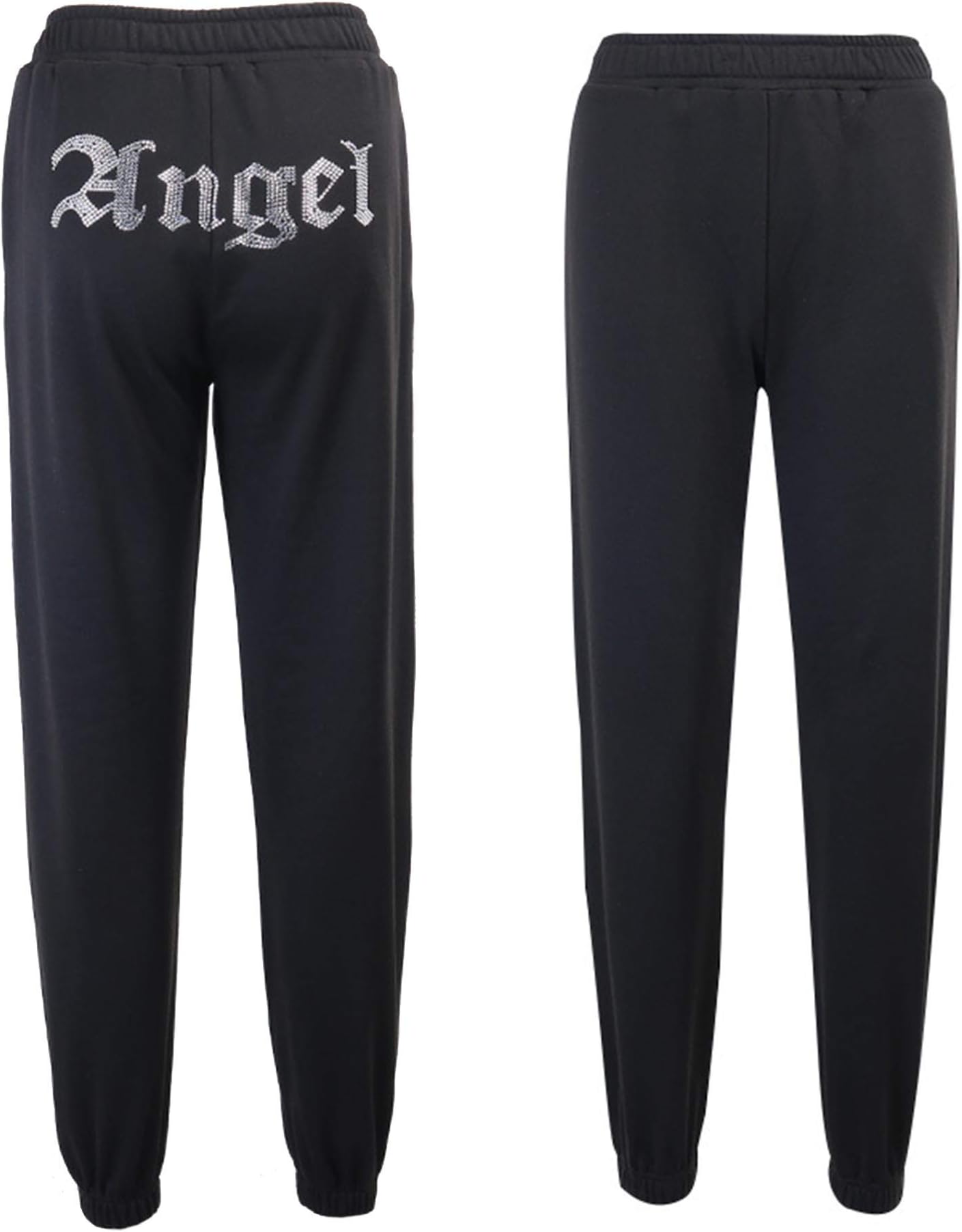 ECDAHICCWomen‘s Rhinestone Sweatpants High Elastic Waist Harem Hip Hop Jogger Pants Street Wear Sportpants