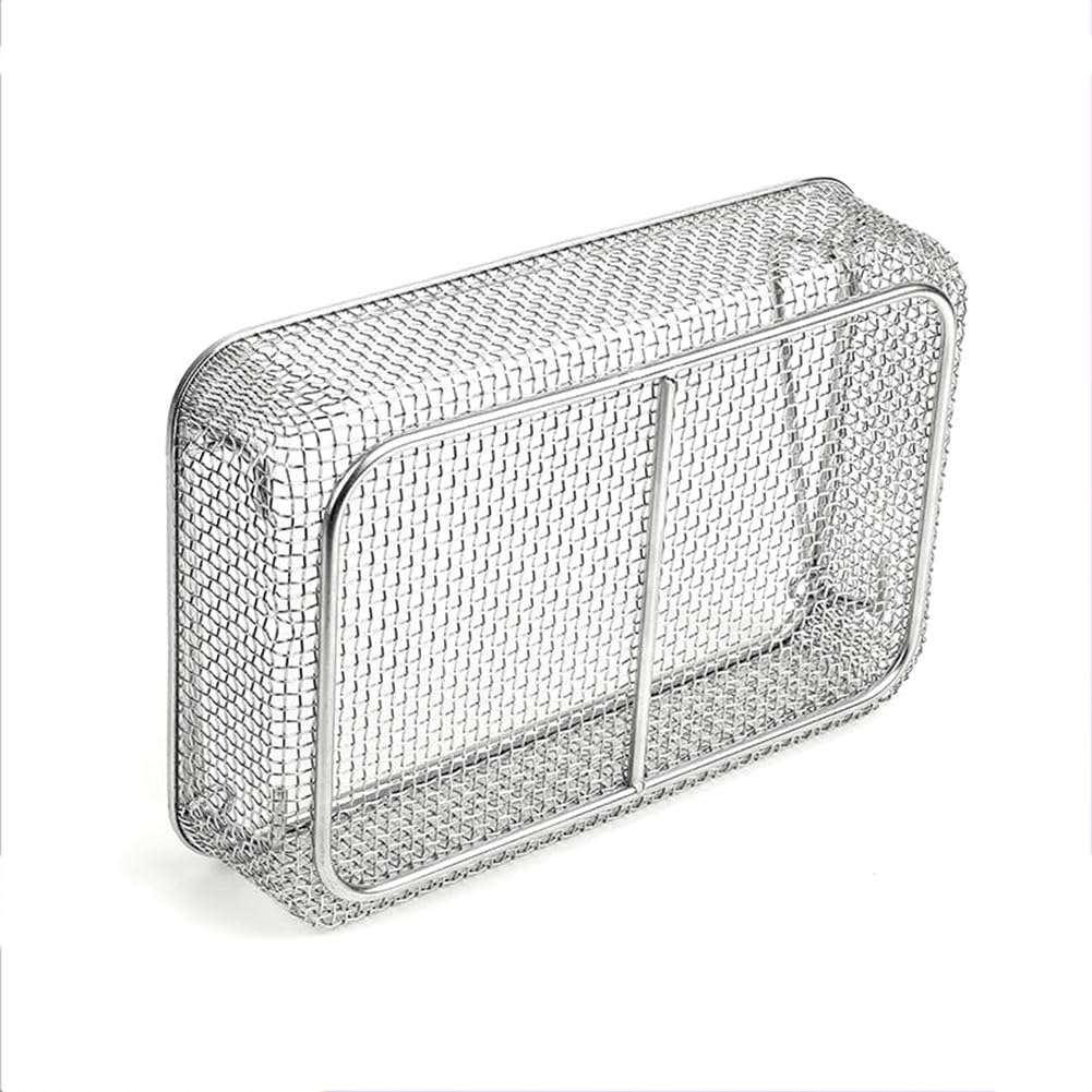 Cesta de desinfección de acero inoxidable con acabado profesional para instrumental médico