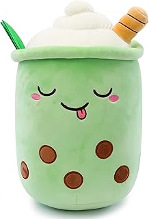Maikerry 14" Boba Plush Green Plushies Kawaii Cartoon Pillow Plushie Milk Tea Stuffed Big Plushy Stuffed Plushy Bubble Tea Gift Toy for Childrens Birthdays/Valentines Day/Christmas Party Decorations