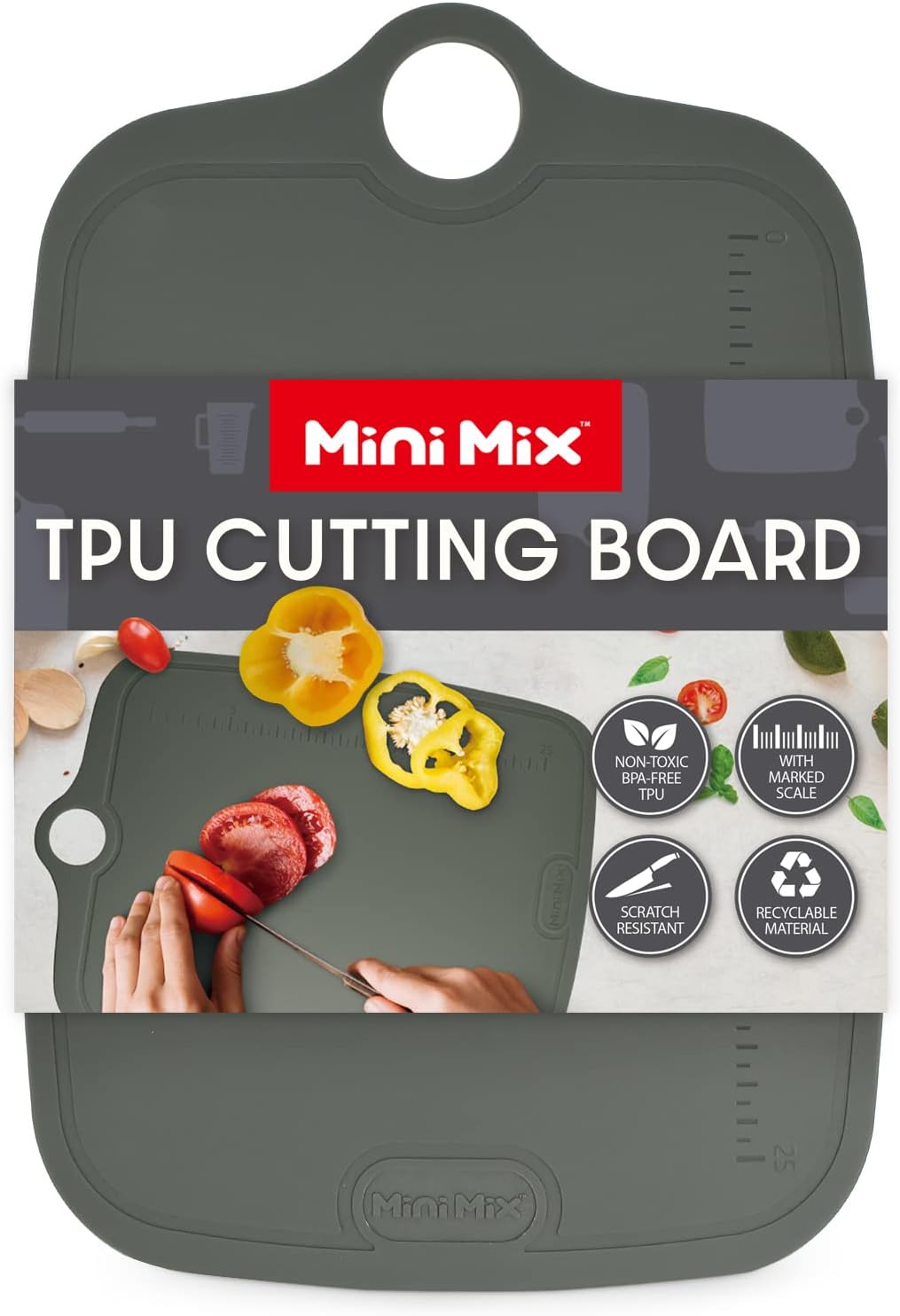 TPU Cutting Board - BPA Free, Flexible Cutting Mats For Cooking, Dish Washer Safe Kitchen Essentials (Gray) One Size