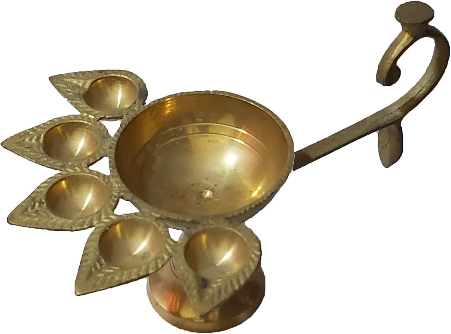 PARIJAT HANDICRAFT Handmade Indian puja Golden Oil lamp for Diwali Pooja Article akhand Diya for Pooja Handmade Indian puja Brass Oil lamp Design Diya with Turtle Base
