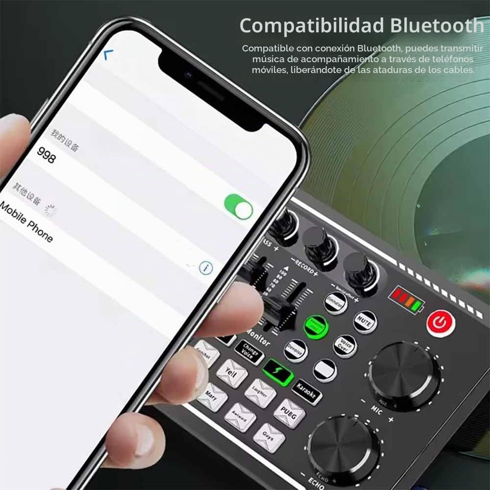 NEWFUN Mezclador de Audio, Mixer Audio, Mesa de Sonido, Compatible con Ordenadores y Smartphones para DJ, Grabaciones en Estudios de Música, Karaoke en Línea, Transmisión en Directo