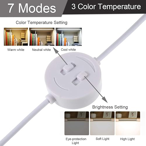 Miniatura 2 de luluan Iluminación regulable para debajo del gabinete, 3 colores de temperatura portátil, tiras de lectura USB para manualidades, luz LED para el