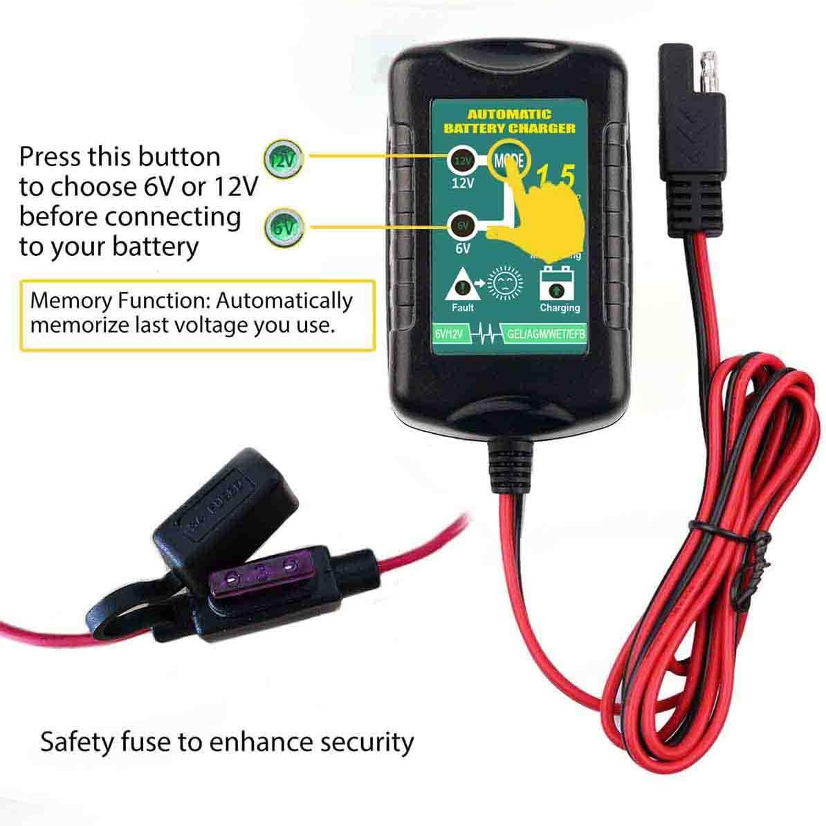 12V Battery Charger Maintainer Trickle for Harley Davidson Motorcycle Car