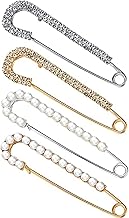 Broches avec Cristal et Perle Faux,5 Pièces Pinces pour Châle,Broche Cardigan Femme avec Faux Strass et Perle pour la Fixation de Pull,Châles et Robes,Épingles de Sûreté pour Femmes Filles