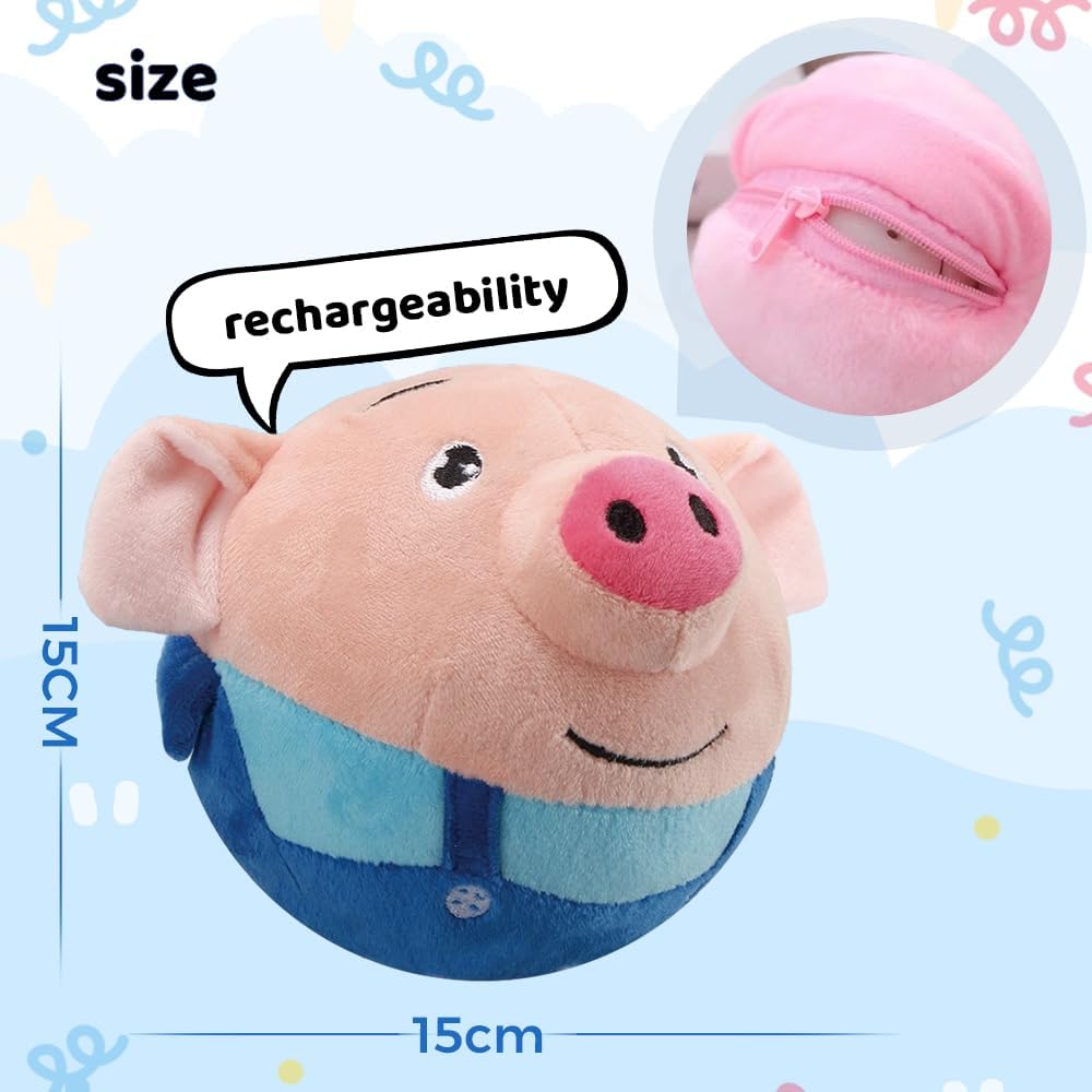 Active Moving Pet Plush Toy, Upgrade Interactive Dog Toys Talking Moving Dog Ball Toy Washable Cartoon Pig Plush Sound Electronic Herding Ball for Dogs Shake Bounce Boredom Talking Toys (Santa Claus)