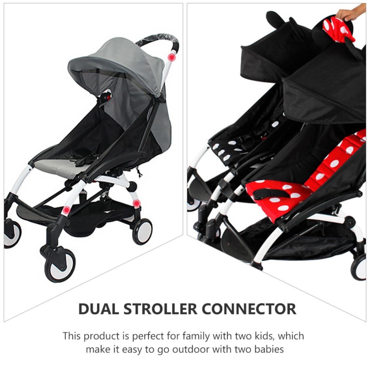 Conector Doble para Carrito de Ñiño Gemelar, 3 Piezas en Material Ligero y Antioxidante, Compatible Sillas de Paseo para Bebés
