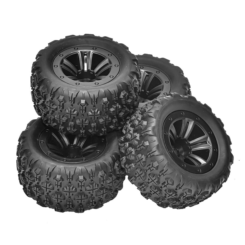 COMODO 4pcs 83mm Rubber RC Pneumatici per 1/16 Scale H16 RC Cars – 43mm Wide Replacement Tire Set con 12mm Hex