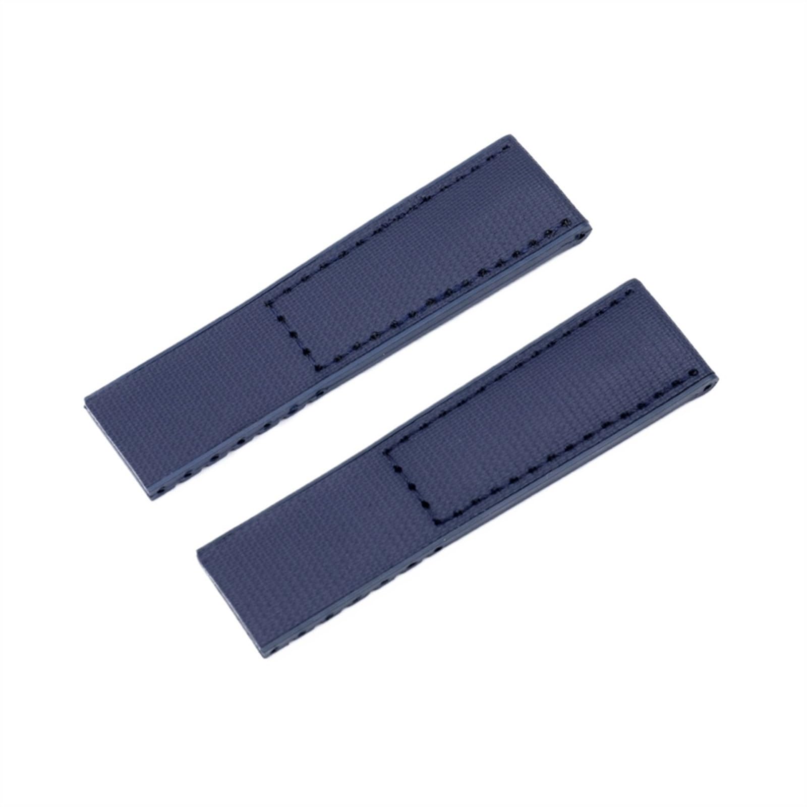 Run Ken Bracelet de montre en nylon ou en cuir véritable, 22 mm ou 24 mm, boucle pliante(Dark Blue,22MM_MATT BLACK BUCKLE)