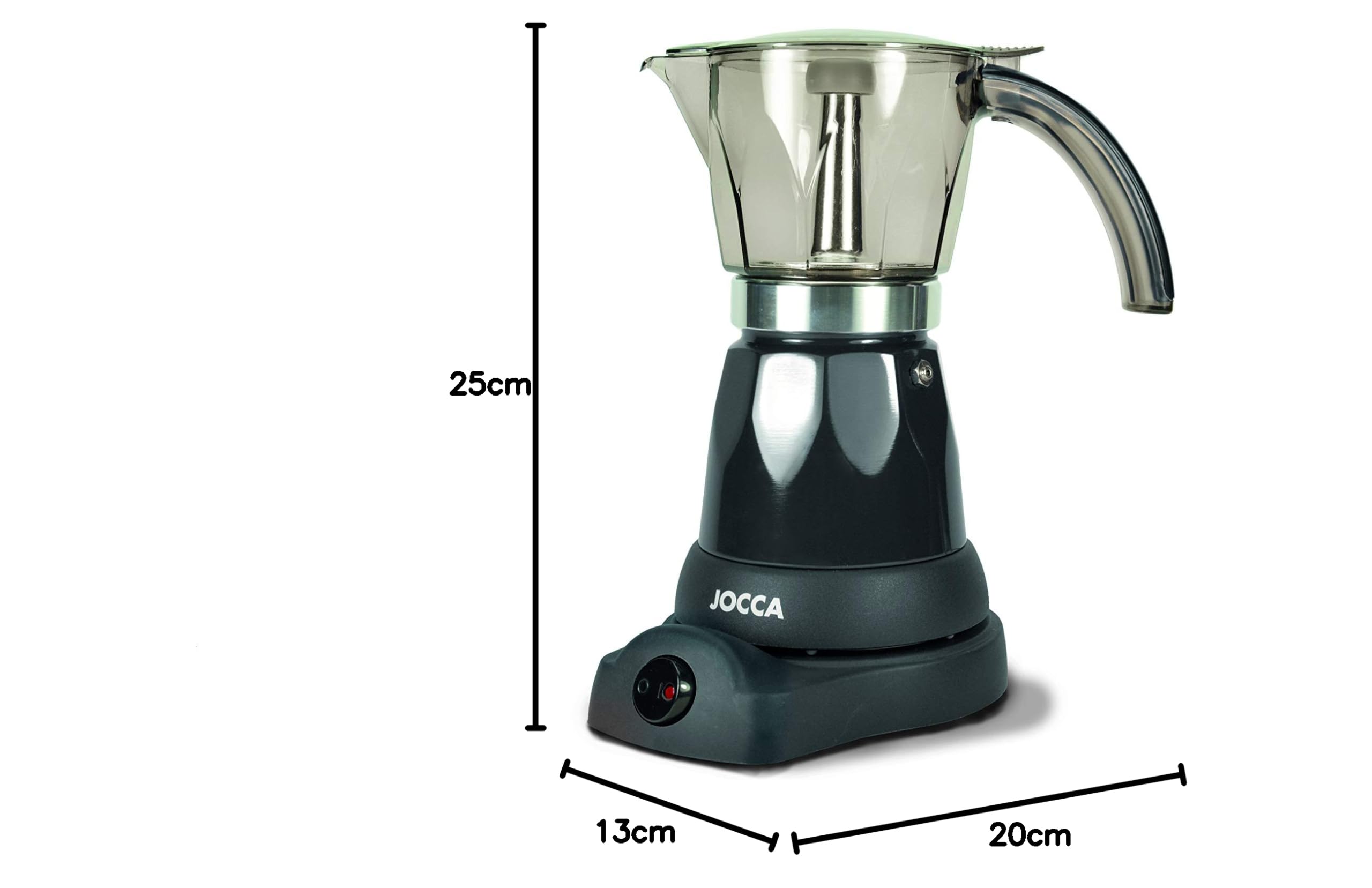 Jocca Commodore - Cafetière Italienne Electrique en Inox | 6 Tasses | Noir