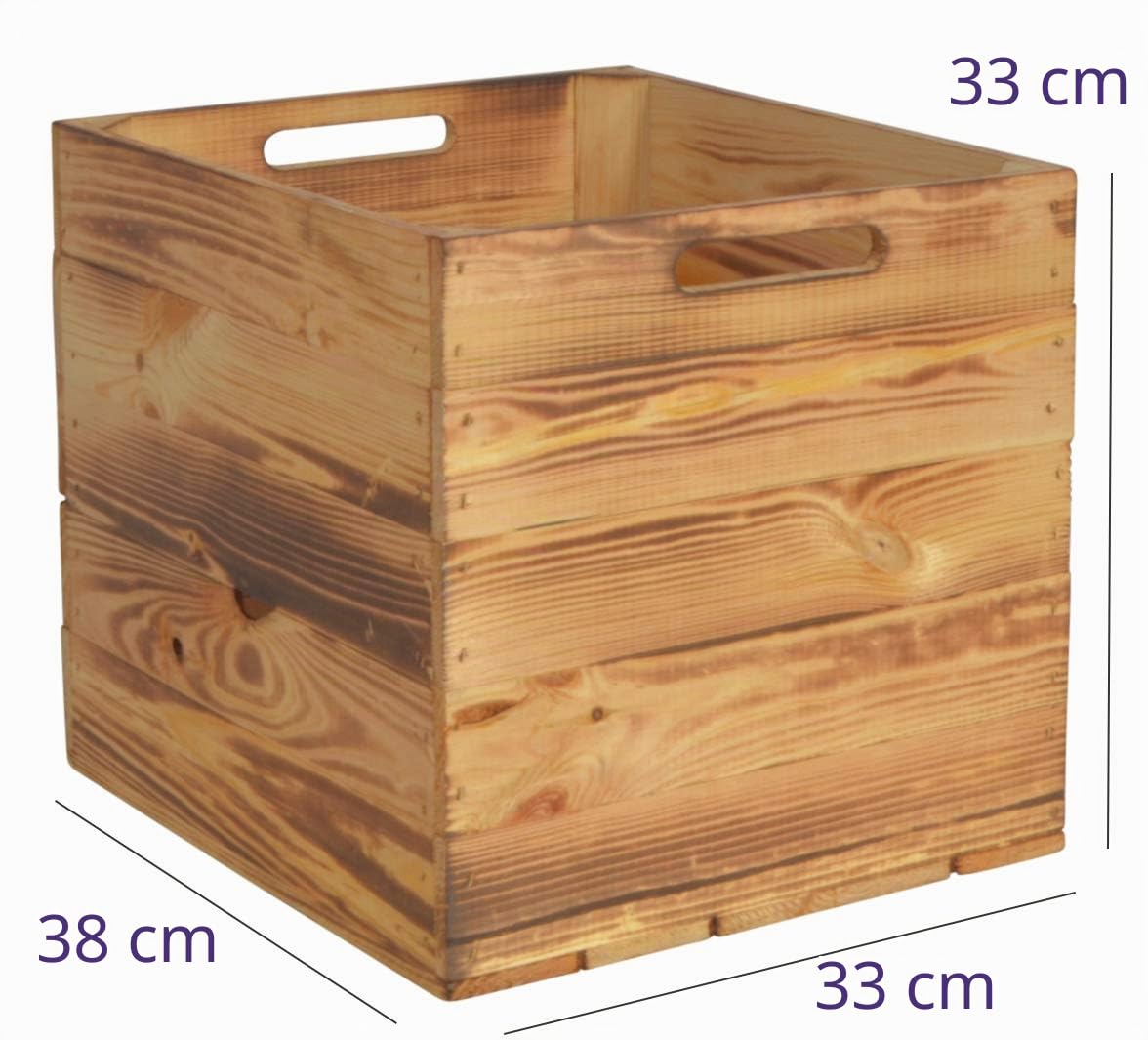 4 Set Kallax Holzkiste Karl - Aufbewahrungsbox Geflammt 33x38x33cm Aufbewahrungskorb Holzbox Holz Regal