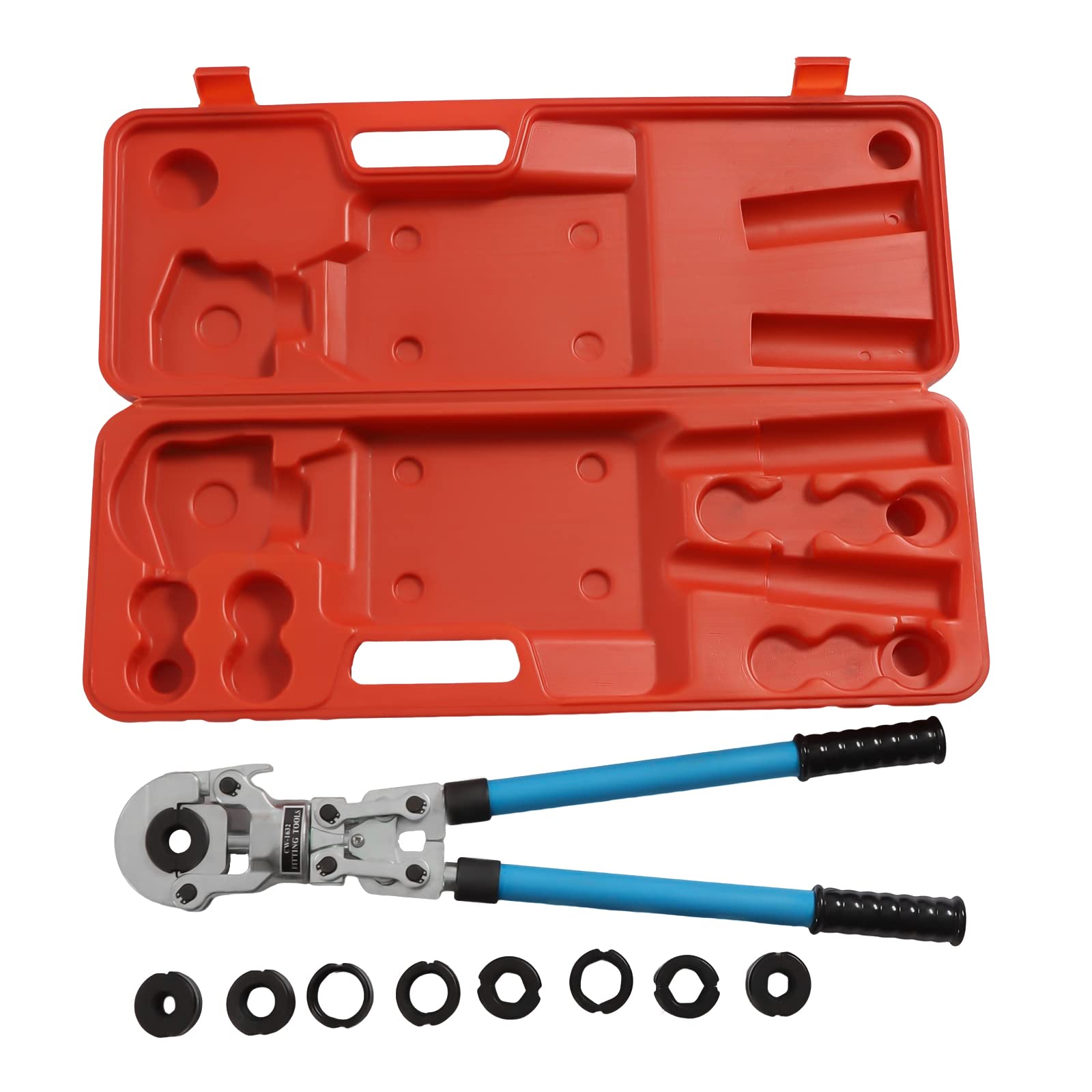 PEX Crimping Tool, 6T Hydraulic Crimping Pliers Ø12-28mm Copper Pipe Crimper Plumbing Crimping Tool for Copper Pipe Press with 9 Molds, 55-74cm Retractable
