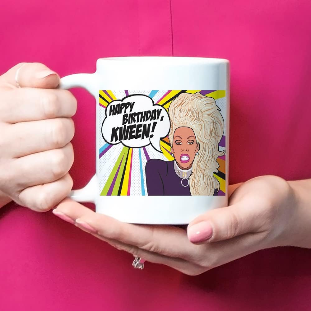 Fonhark - RuPaul's Drag Race, Happy Birthday Kween! Inspired Coffee Mug, Reality TV Pop Culture, 11 Oz Novelty Coffee Mug/Cup, White - Image 4