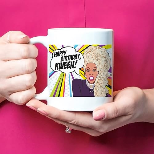 Miniatura 4 de Fonhark - RuPaul's Drag Race, Happy Birthday Kween! Taza de café inspirada, cultura pop de reality TV, taza de café novedosa de 11 onzas, color