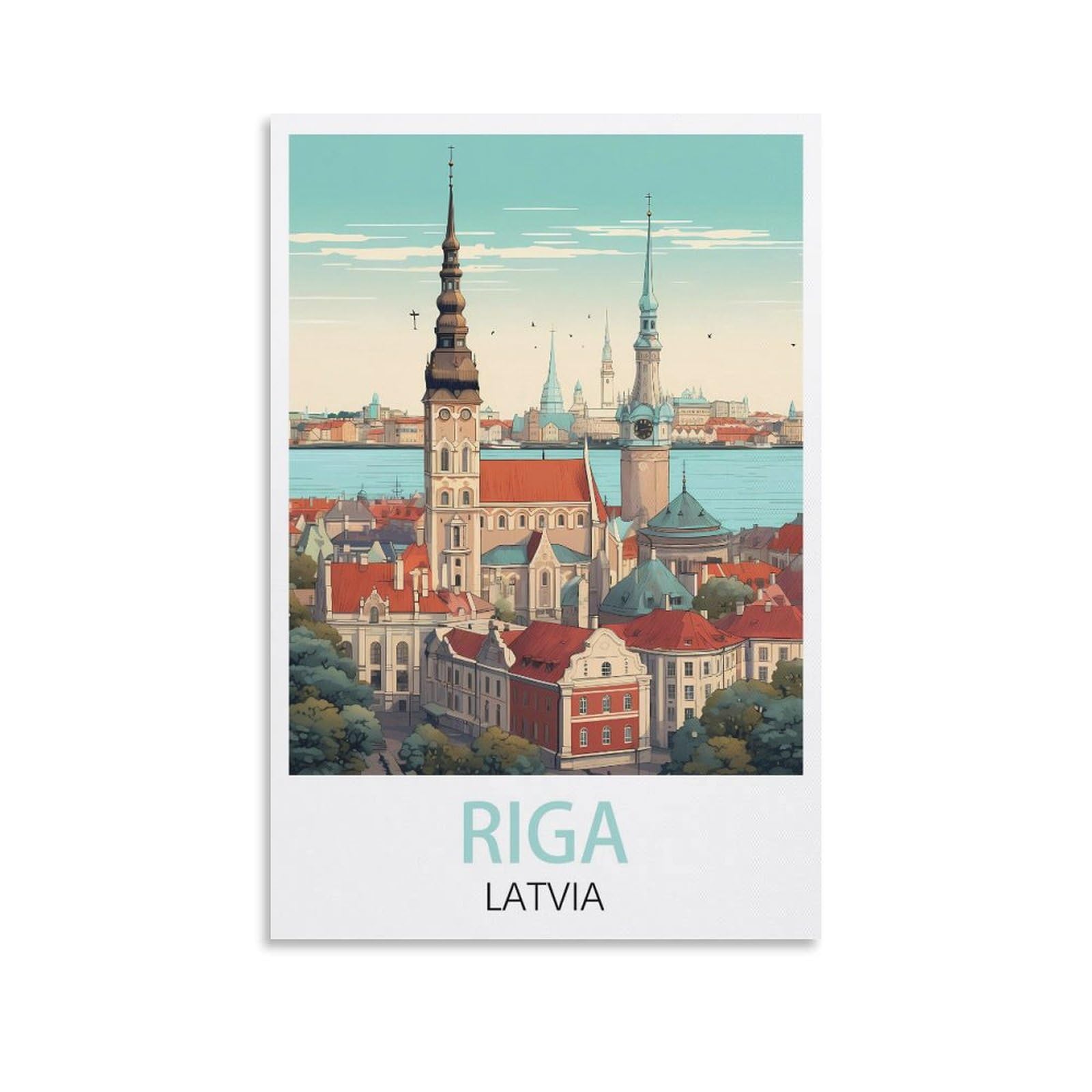 EZMLFA 5D Diamond Art Kits for Beginner,Riga Latvia,Diamond Art House DIY Diamond Art Kits for Home Wall Decor 40x40cm