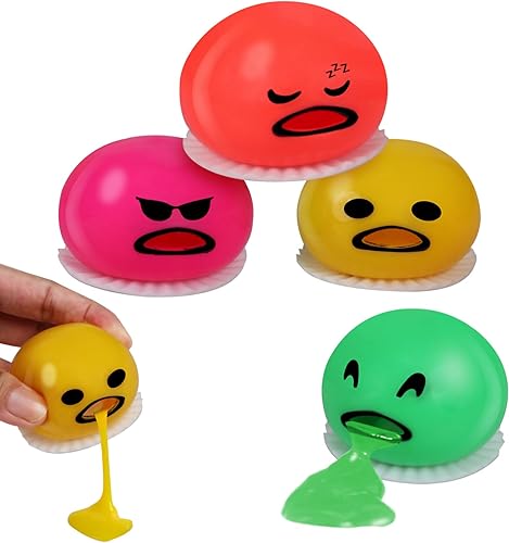 4 bolas de yema de huevo vomitando, juguetes de broma de limo vomitando, bolas antiestrés de yema de huevo, bola suave de succión redonda, juguetes