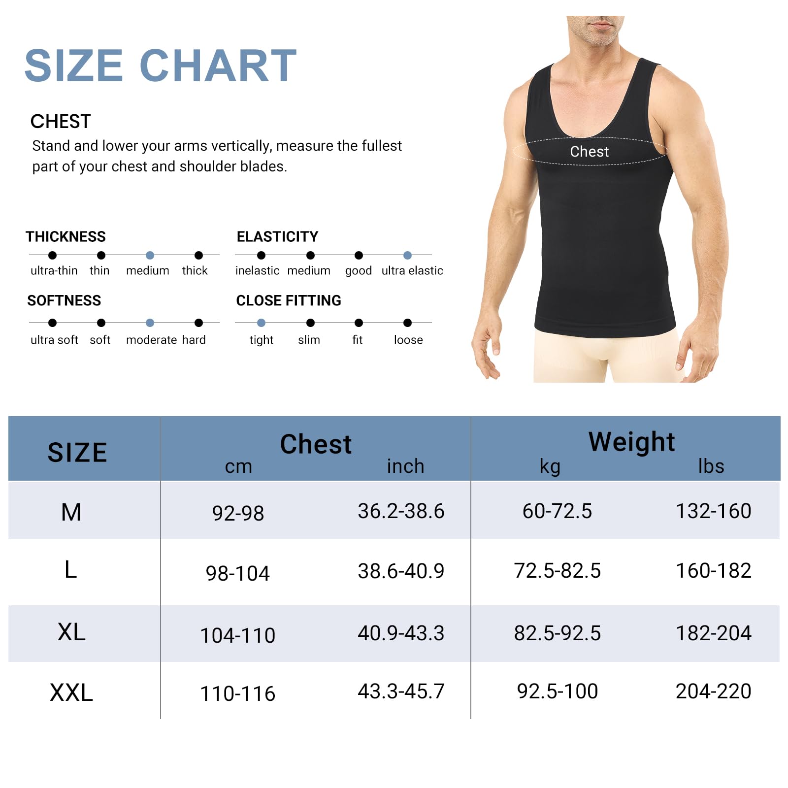 MEETYOO Débardeur Compression Homme Manches Longues Maillot de Corps Ventre Plat Minceur Gilet Invisible Amincissant Body Shaper