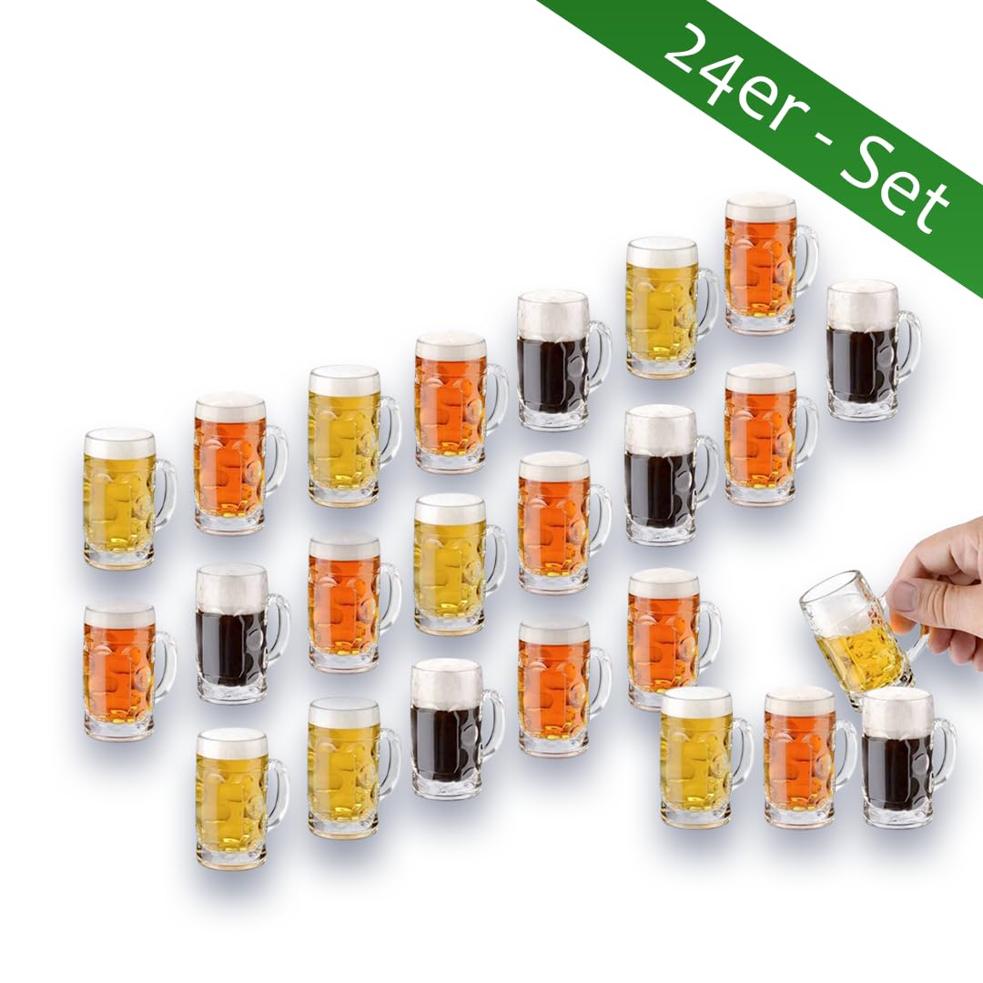 CRISTALICA Schnapsglas Mini-Bierkrug Partygag Wodka Junggesellenenabschied Don (24er Set)