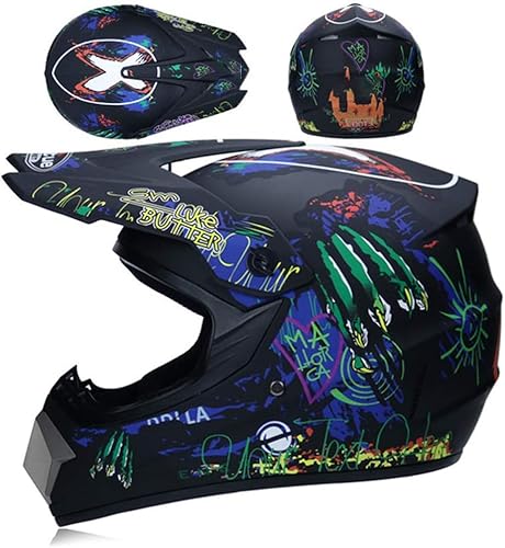 Miniatura 6 de Bonbela Casco Profesional De Motocross Para Niños Y Adultos, Para Motocross, Todoterreno, Con Gafas Protectoras, Guantes, Cubierta Facial