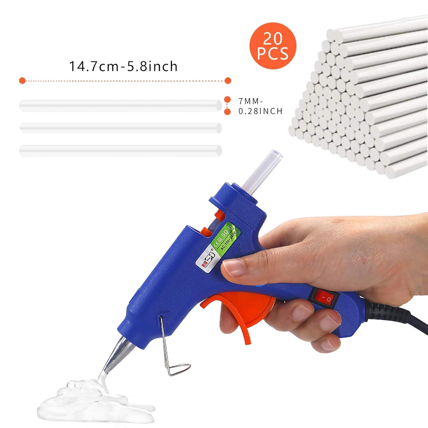 Mini Hot Glue Gun Kit - 20 Glue Sticks & Case -4