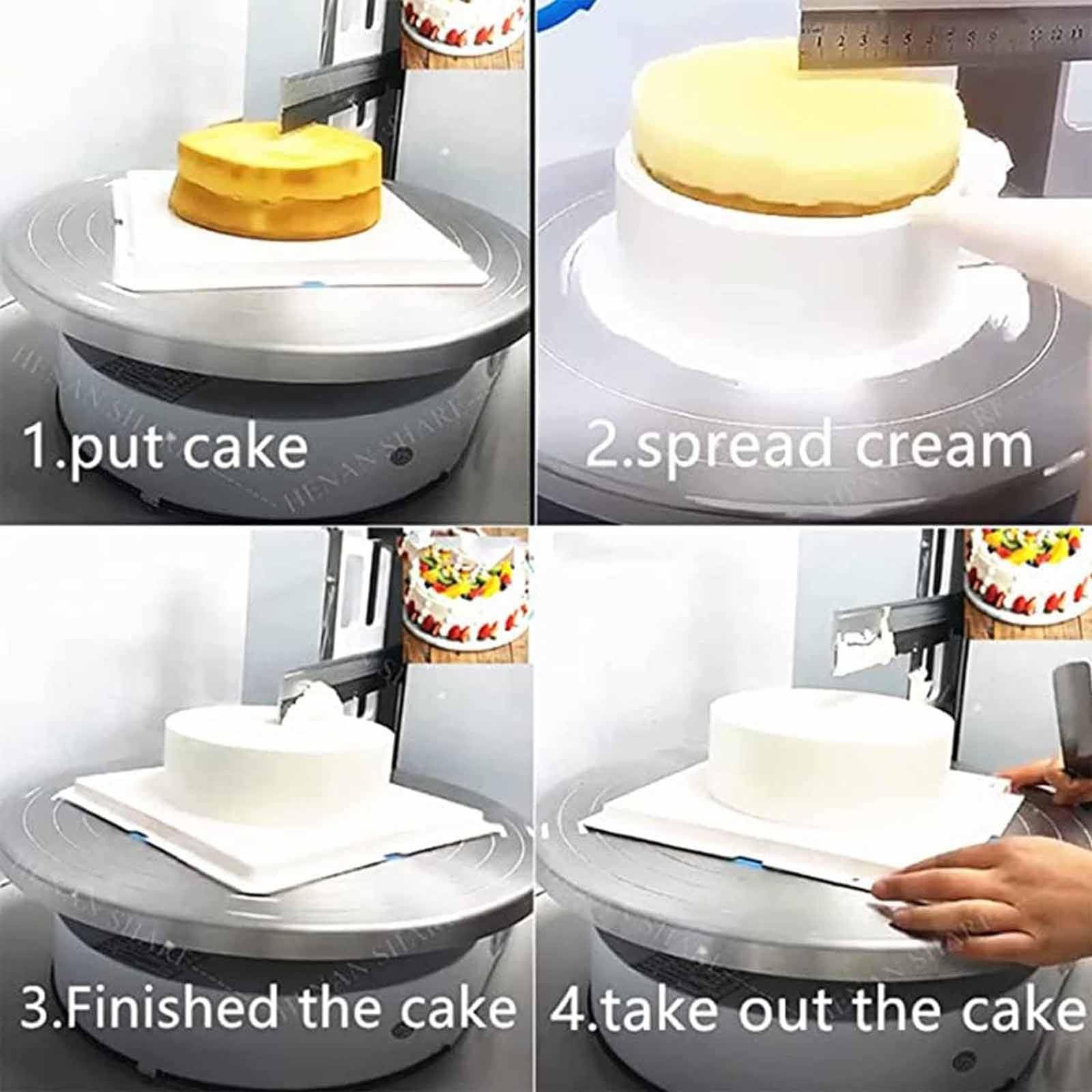 Automatique D'épandeur Décoration Crème Niveleur,Réglable Gâteau Grattoir Crème Spatule Outil De Cuisson Edges Lisseur Machine Glaçage Gâteau d'anniversaire