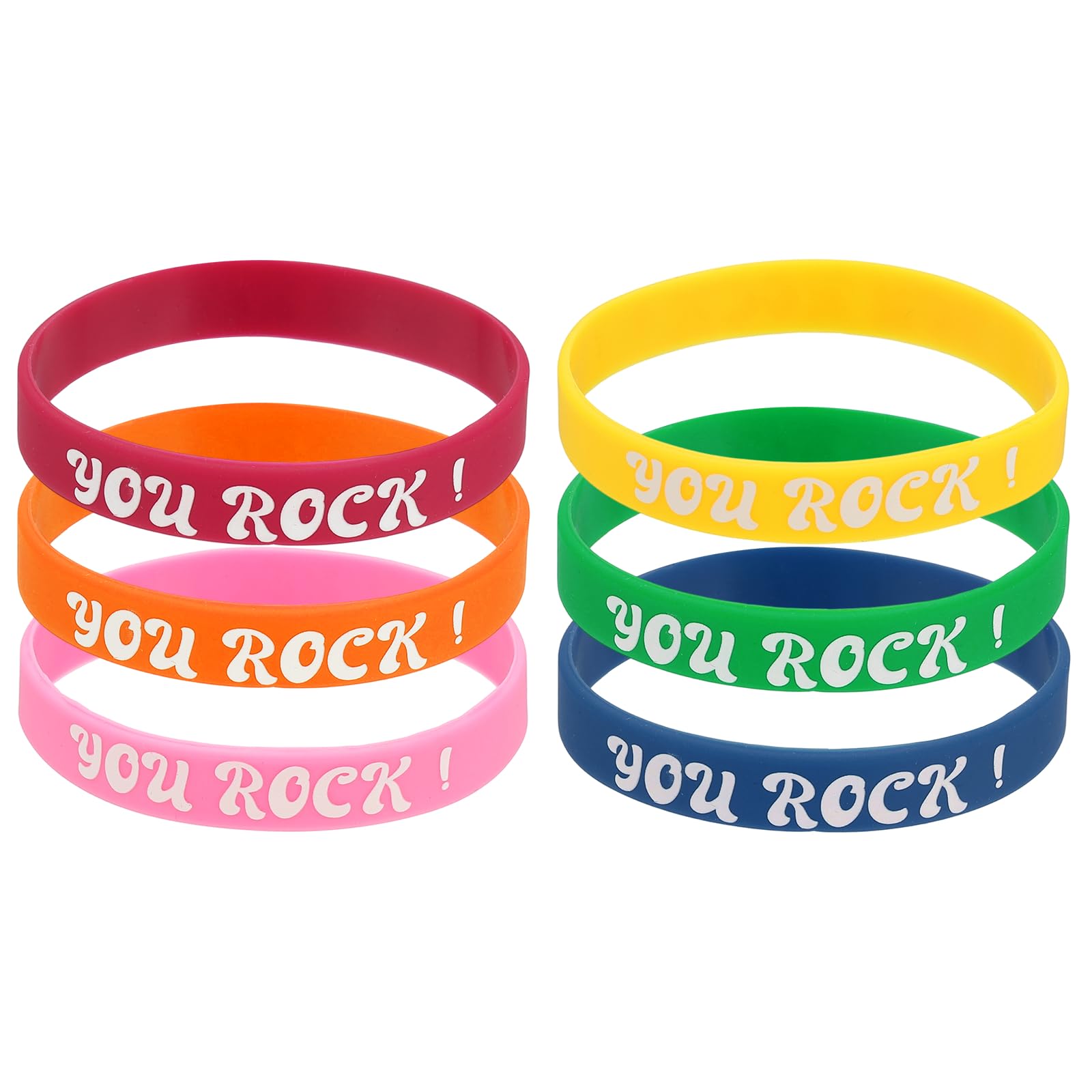 PATIKIL 6Pcs You Rock Motivational Wristbands, Personalized Bands with Text Silicone Wristbands Custom Rubber Bracelets for for Fitness Workouts Exercise Basketball, Multicolor