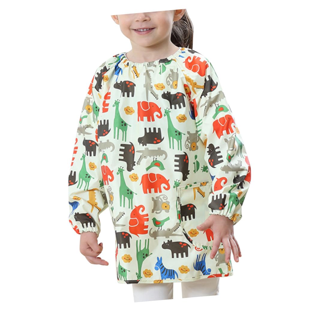 Healifty Tablier de Peinture Facile à Nettoyer et Sèche Rapidement Jaune en Polyester Imperméable Manches Longues Blouse D'artiste pour Garçon et Filles pour Activités Manuelles