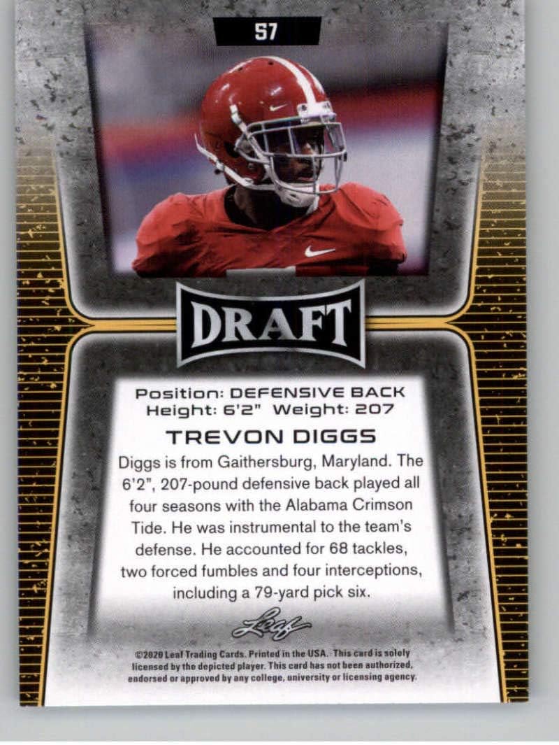 2020 Leaf Draft #57 Trevon Diggs RC - Alabama Crimson Tide Dallas Cowboys (RC - Rookie Card) NM-MT NFL Trading Football Card