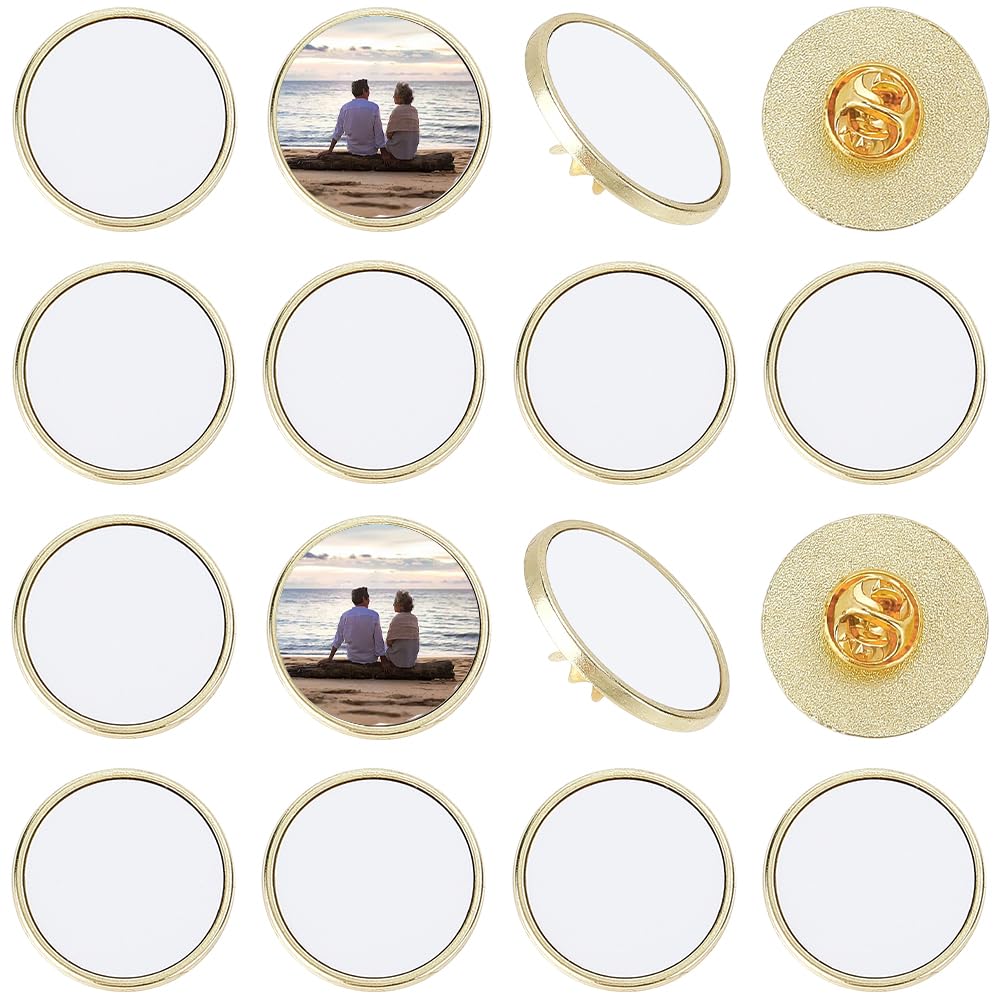 Broches vierges de sublimation en alliage doré 2,5 cm pour loisirs créatifs x20