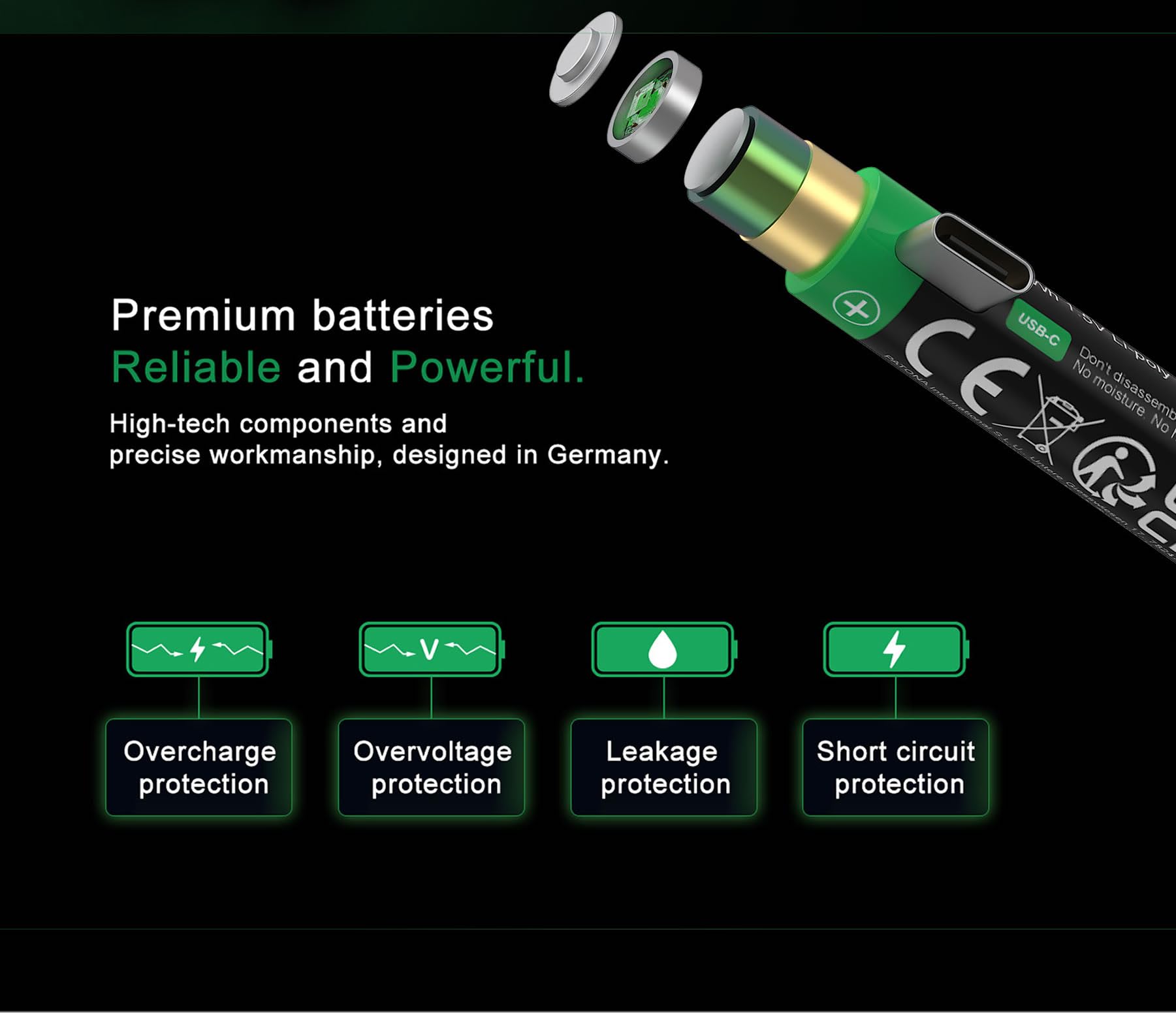 PATONA 8 x USB-C Premium CR123A, akumulator 2400 mWh 3,0 V, do ponownego ładowania, kabel do ładowania 1 na 2 USB C – długa żywotność ponad 1000 cykli ładowania do aparatów, pilotów, latarek