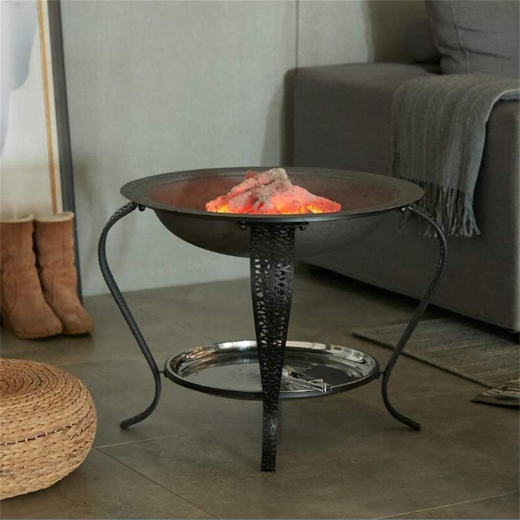 Wood Burning Fire Pit Outdoor Patio Campfire Backyard Fireplace,Round Steel Deep Bowl Fire Pit Outdoor Barbecue Charcoal Brazier Brazier Grilled Roast Stove Indoors
