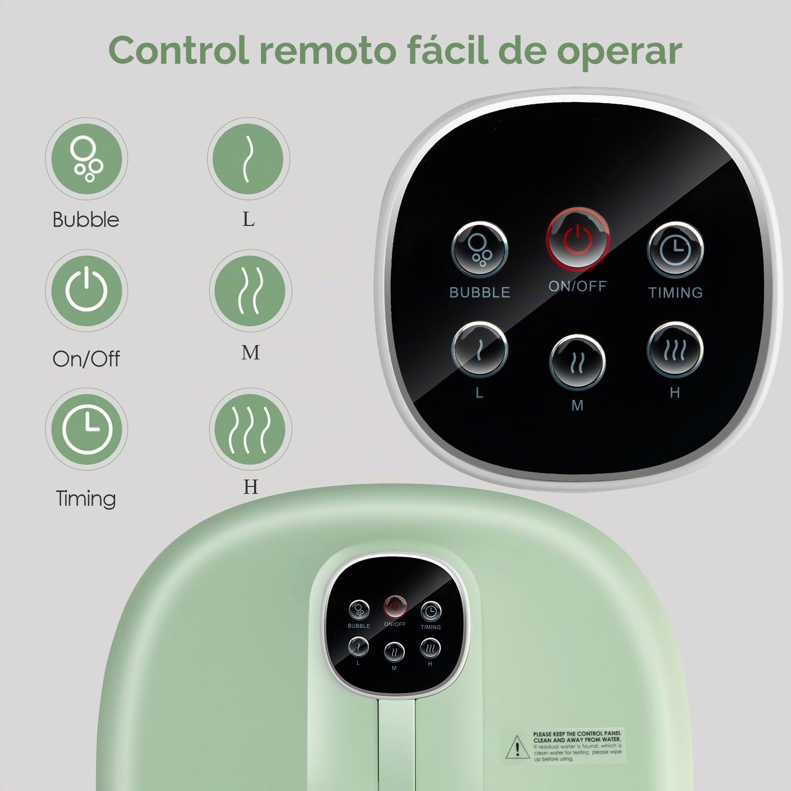 HOMASIS Bañera Spa Masajeador Plegable Para Pies con Calentamiento, Hidromasaje para Pies con Rodillos, Piedras Pómez y Temperaturas Ajustables 41/43/45 °C, Temporizador de 20/60 Minutos, 500W (Verde)