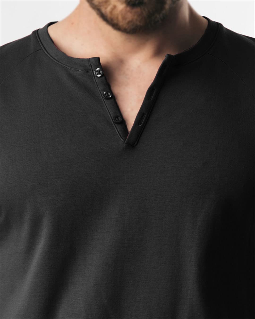 Camisetas de manga corta para hombre, estilo casual, ajustadas, cuello en V, estilo Henley, blanco, XL