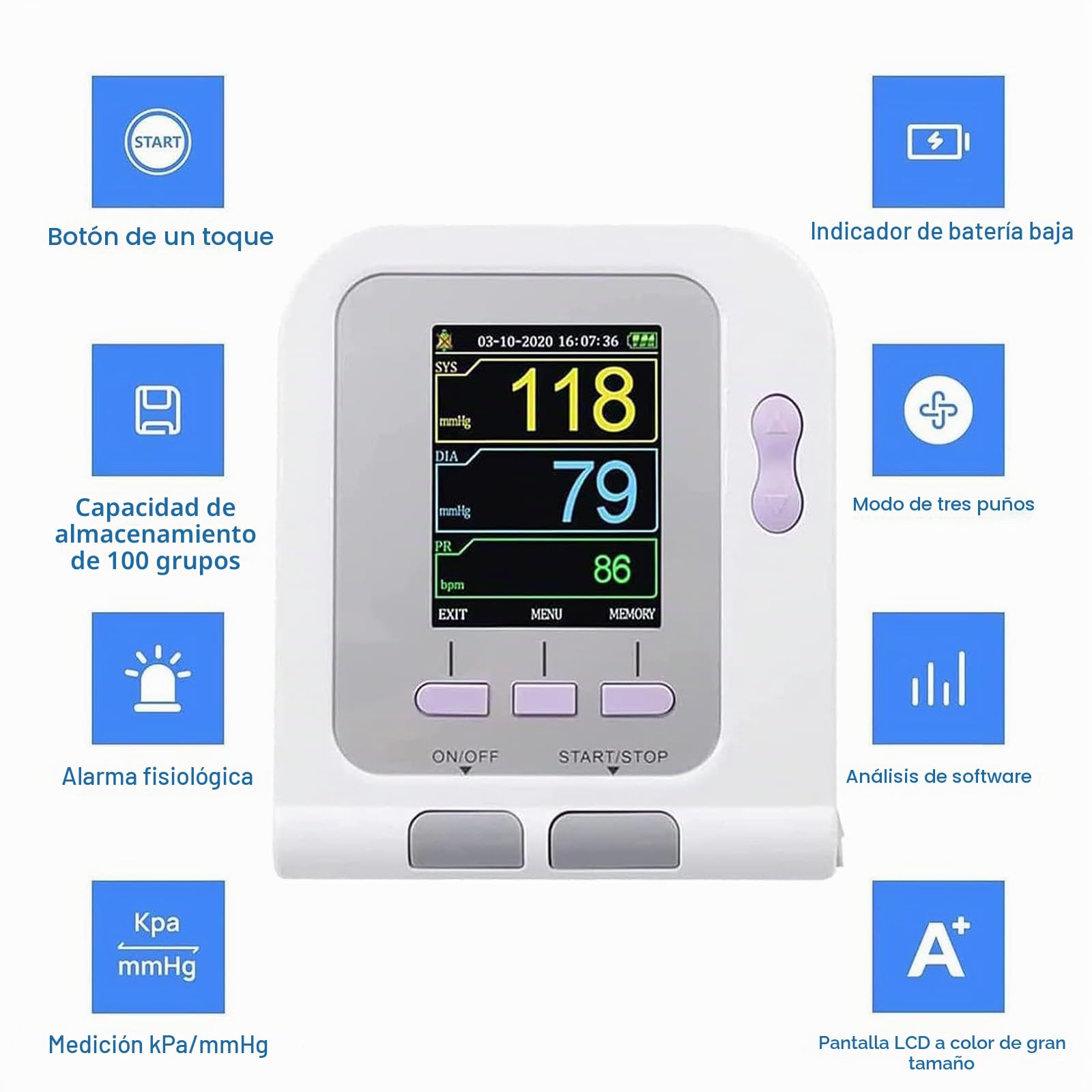 Brazalete digital veterinario para monitor de presión arterial con 3 puños para perro/gato/mascotas, equipo de escritorio para el cuidado de animales en el hogar, medidor de frecuencia cardíaca