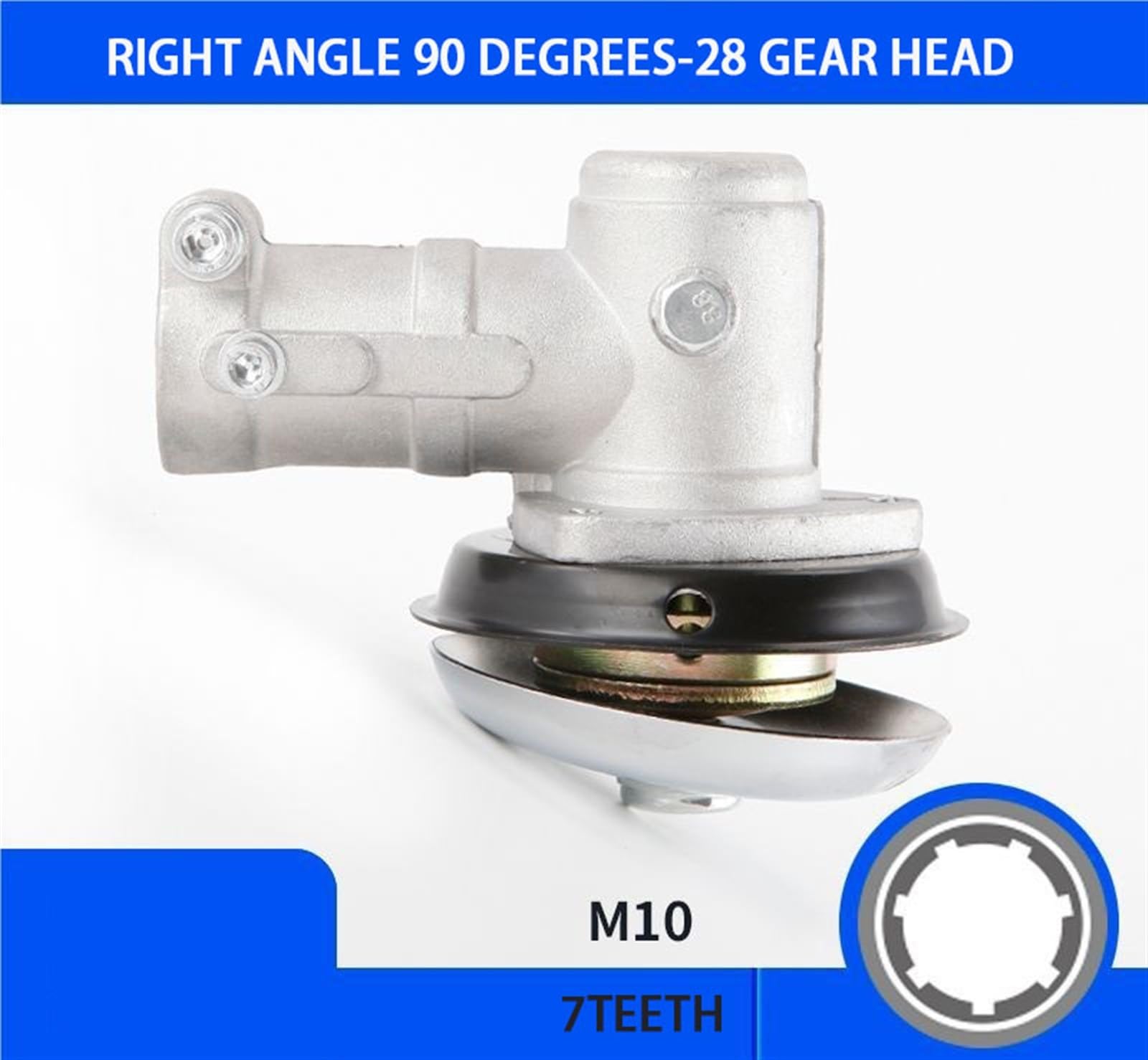 Testina per decespugliatore, Testa di ingranaggio for Tosaerba 90 Gradi 28 mm 7T/9T Filettatura M10 for Attrezzi da Giardino(28-7T)