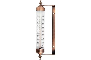 Outside Thermometer with Bronze Effect Design - Reliable Analog Outdoor Thermometer for Precise Temperature Monitoring