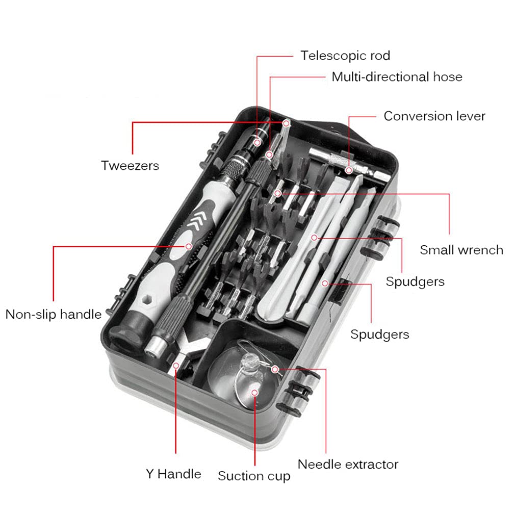 Juego de destornilladores 135 en 1, destornillador de precisión para electrónica, kit de herramientas de reparación magnética para teléfonos, computadoras, consolas de juegos y electrodomésticos