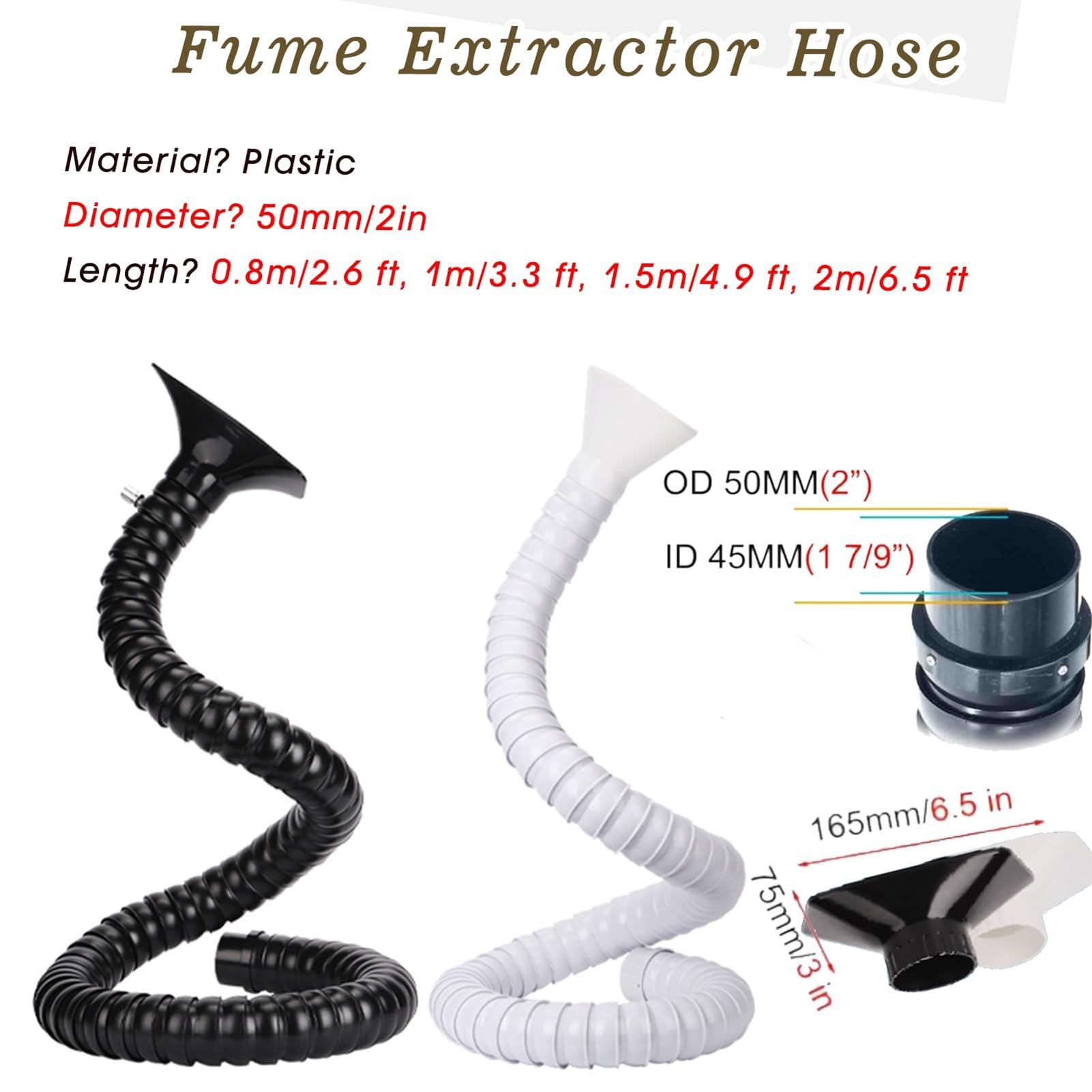 Manguera de recogida de polvo, posicionamiento universal, ajustable a 360°, tubo de bambú para uso comercial/residencial, extractor de humos láser y absorbente de humo