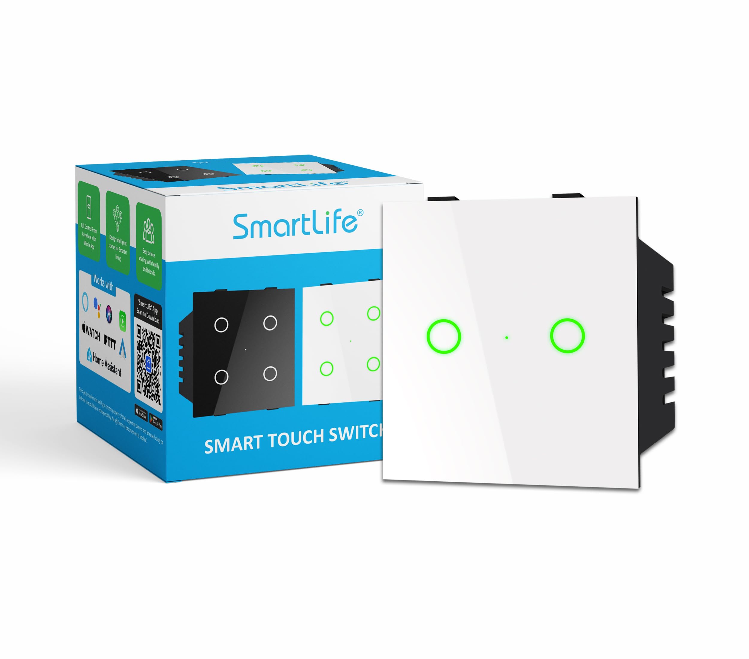 SmartLife Modular 2 Gang Touch Switch (White) | 16amp Each | WiFi + BLE | Premium Glass Finish | Compatible with Alexa, Google Assistant, HA, IFTTT & SmartLife App | Fits Roma & Similar Plates-picture-19