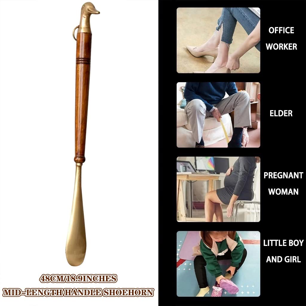 Calzascarpe a forma di corno per donne incinte, creativo e carino, decorazione a forma di uccello, classico manico di media lunghezza, strumento per scarpe da indossare rapidamente