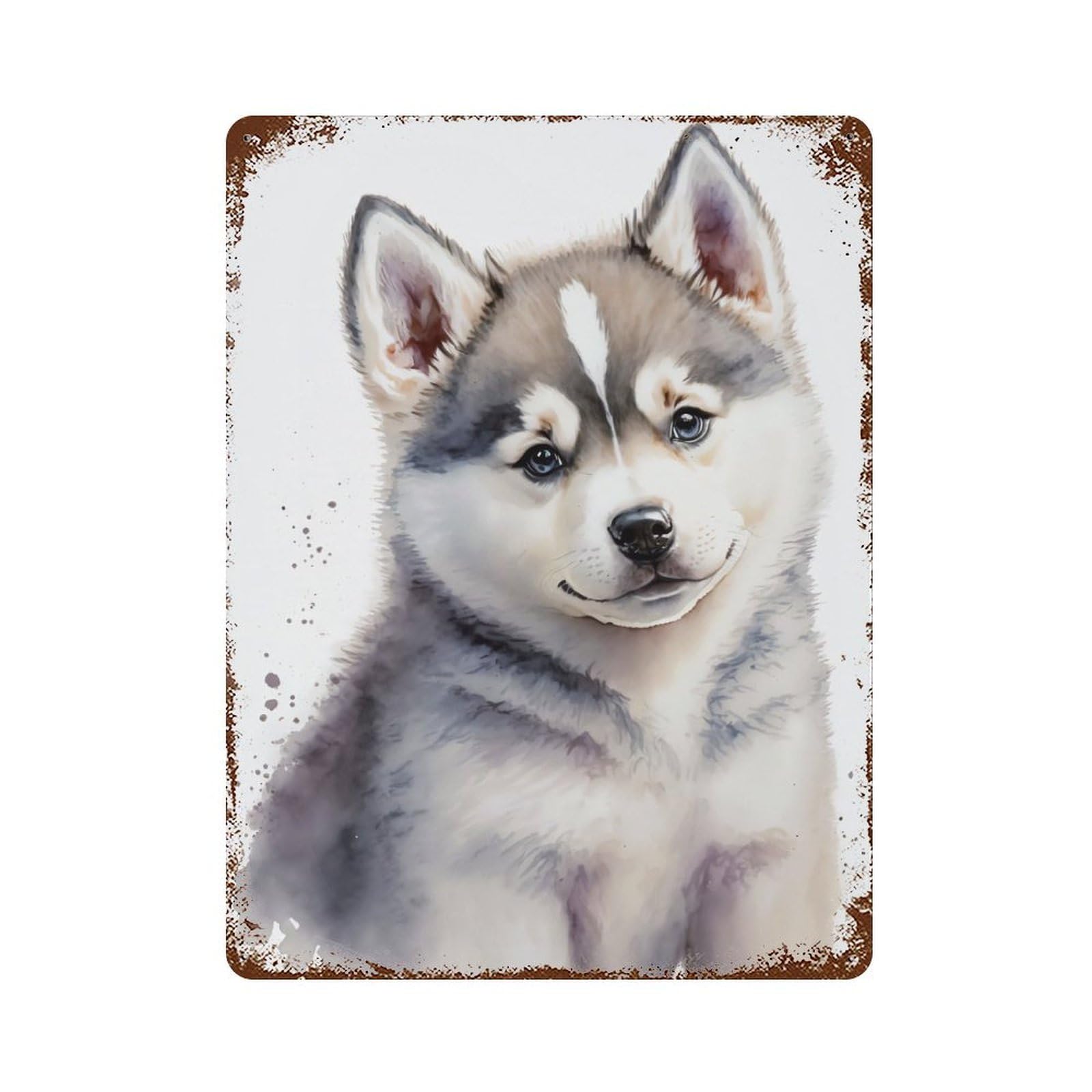 Cute Baby Puppy Painting Rusty Metal Tin Sign 15.7"x11.8", Ideal for Shed, Workshop And Garage Wall Decor