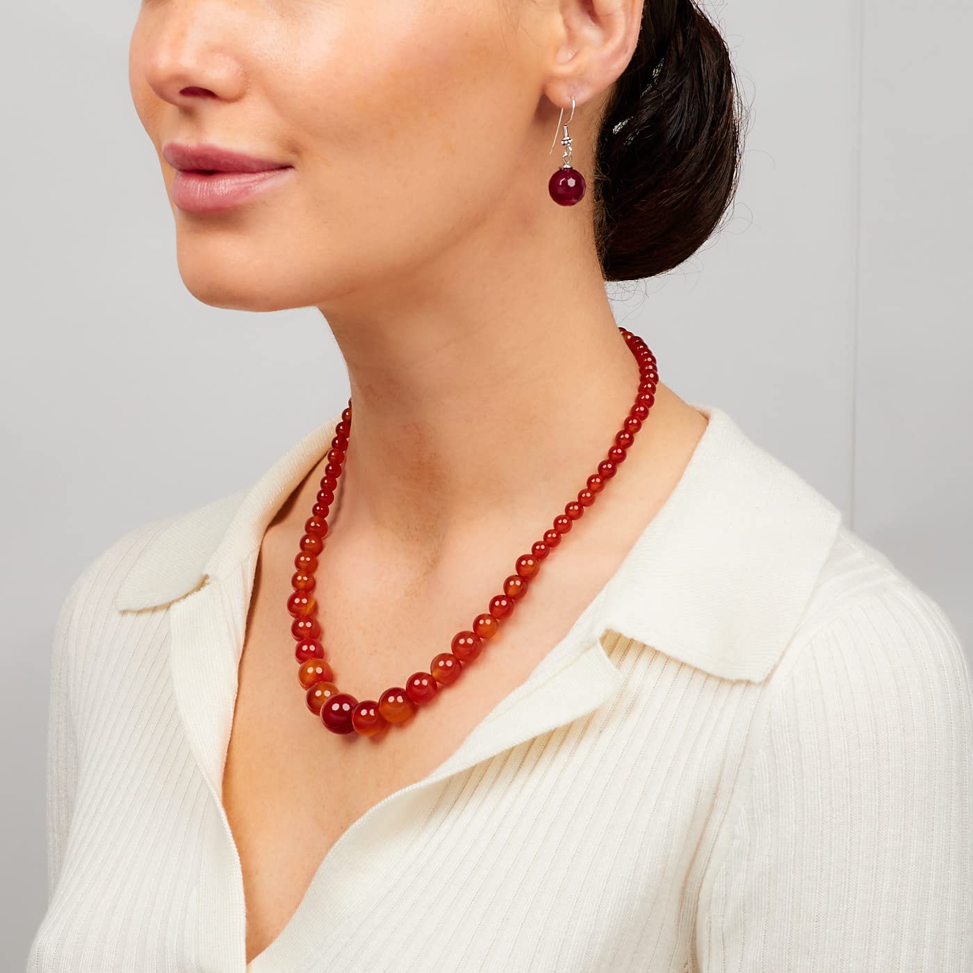 Treasure Bay Collana fatta a mano con pietre preziose di agata naturale da 6-14 mm per donne e ragazze